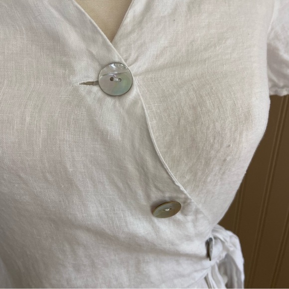 H&M Linen Wrap Top Women’s Size XS - Picture 2 of 10